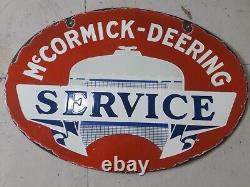 PORCELAIN McCORMICK DEERING SERVICE ENAMEL SIGN 30X20 INCHES DOUBLE SIDED