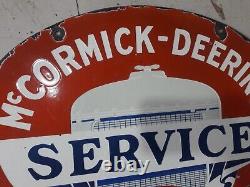 PORCELAIN McCORMICK DEERING SERVICE ENAMEL SIGN 30X20 INCHES DOUBLE SIDED