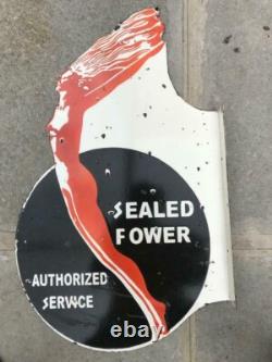 PORCELAIN SEALED POWER ENAMEL SIGN 30x21 INCHES DOUBLE SIDED WITH FLANGE