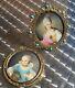 Pair Antique Portraits Miniature Signed Nattier Fancy Cases Double Sided French