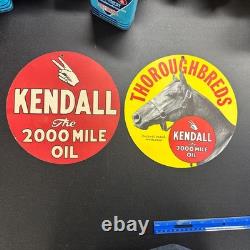 Pair Vintage Kendall Motor Oil Cardboard Double Sided Signs WOW- Hard To Find