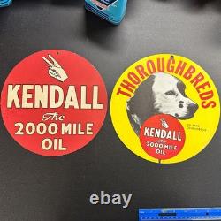 Pair Vintage Kendall Motor Oil Cardboard Double Sided Signs WOW- Hard To Find