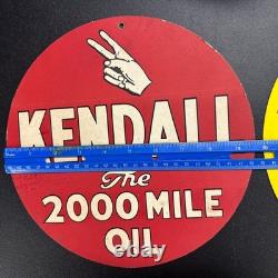 Pair Vintage Kendall Motor Oil Cardboard Double Sided Signs WOW- Hard To Find