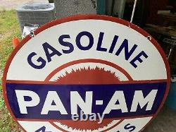 Pan Am Gasoline X-large, Heavy Double Sided Porcelain Dealer Sign (42 Inch)