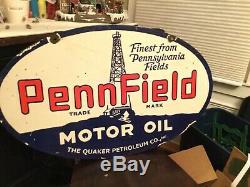 Pennfield Motor Oil Double Sided Porcelain Sign