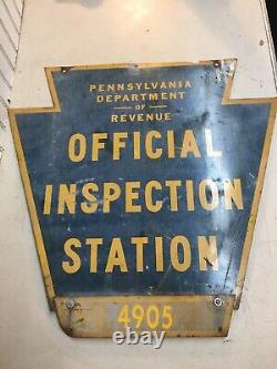 Pennsylvania Department O Revenue Official Inspection Station Sign Double Sided