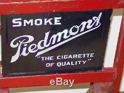 Piedmont Cigarettes Double Sided Embossed Porcelain Advertising Sign Wood Chair