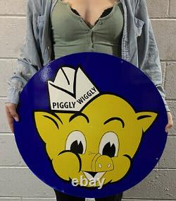 Piggly Wiggly Double Sided Die Cut Metal Sign Supermarket Grocery Store Gas Oil