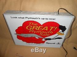 Plymouth Road Runner Double Sided Lighted Advertising Sign Mopar Excellent Shape