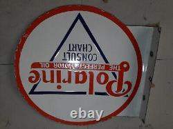 Polarine Porcelain Enamel Sign 24x24 Inches Double Sided With Flange