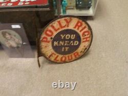Polly Rich Flour Double Sided Flange Sign YOU KNEAD IT GAS OIL SODA COLA RARE