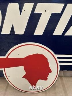 Pontiac Porcelain Enamel Advertising Sign Double Sided 32x 20