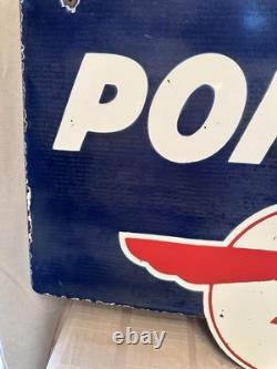 Pontiac Porcelain Enamel Advertising Sign Double Sided 32x 20