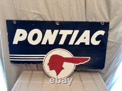 Pontiac Porcelain Enamel Advertising Sign Double Sided 32x 20
