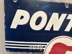 Pontiac Porcelain Enamel Advertising Sign Double Sided 32x 20