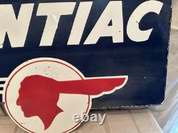 Pontiac Porcelain Enamel Advertising Sign Double Sided 32x 20