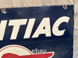 Pontiac Porcelain Enamel Advertising Sign Double Sided 32x 20