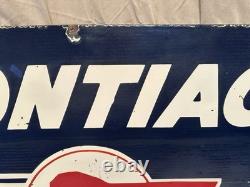 Pontiac Porcelain Enamel Advertising Sign Double Sided 32x 20