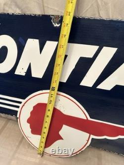 Pontiac Porcelain Enamel Advertising Sign Double Sided 32x 20