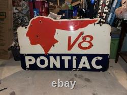 Pontiac V8 Dealership Double Sided Porcelain Sign