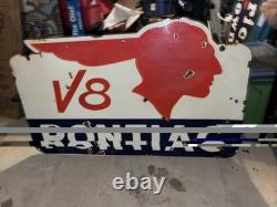 Pontiac V8 Dealership Double Sided Porcelain Sign