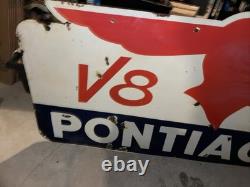 Pontiac V8 Dealership Double Sided Porcelain Sign