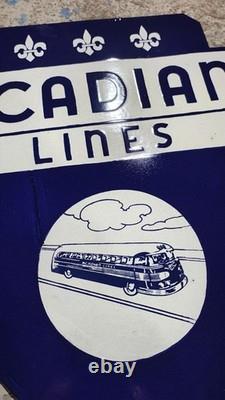 Porcelain Acadian Lines Enamel Sign Size 26 x 21 Inches Double Sided flange