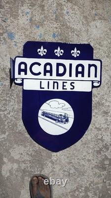 Porcelain Acadian Lines Enamel Sign Size 26 x 21 Inches Double Sided flange