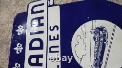Porcelain Acadian Lines Enamel Sign Size 26 x 21 Inches Double Sided flange
