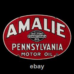 Porcelain Amalie Enamel Sign 36x24 Inches Double Sided