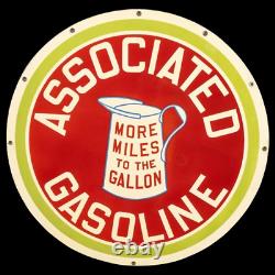 Porcelain Associated Gasoline Enamel Sign 36 Inches Double Sided