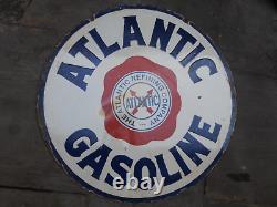 Porcelain Atlantic Gasoline Enamel Sign 36x36 Inches Double Sided