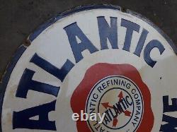 Porcelain Atlantic Gasoline Enamel Sign 36x36 Inches Double Sided