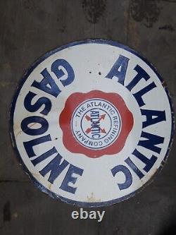 Porcelain Atlantic Gasoline Enamel Sign 36x36 Inches Double Sided