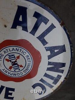 Porcelain Atlantic Gasoline Enamel Sign 36x36 Inches Double Sided