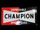 Porcelain Champion Enamel Sign 42 Inches Die Cut Double Sided