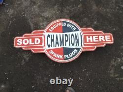 Porcelain Champion Enamel Sign 42x20 Inches Double Sided