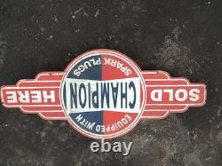 Porcelain Champion Enamel Sign 42x20 Inches Double Sided