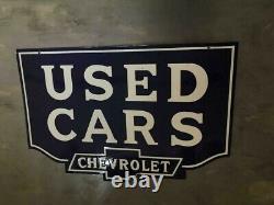 Porcelain Chevrolet Used Cars Enamel Sign 30x20 Inches Double Sided