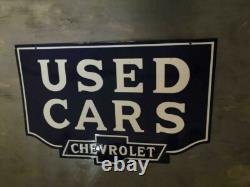 Porcelain Chevrolet Used Cars Enamel Sign 30x20 Inches Double Sided