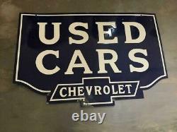 Porcelain Chevrolet Used Cars Enamel Sign 30x20 Inches Double Sided