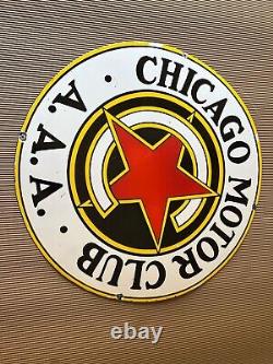 Porcelain Chicago Motor Clib Enamel Sign 30x30 Inches Double Sided