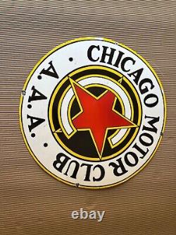 Porcelain Chicago Motor Clib Enamel Sign 30x30 Inches Double Sided