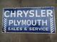 Porcelain Chrysler Enamel Sign 42x20 Inches Double Sided