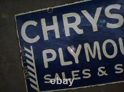 Porcelain Chrysler Enamel Sign 42x20 Inches Double Sided