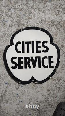 Porcelain Ciies Service Enamel Sign Size 24 x 24 Inches Double Sided