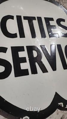 Porcelain Ciies Service Enamel Sign Size 24 x 24 Inches Double Sided