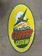 Porcelain Clipper Gasoline Enamel Sign 26x14 Inches Double Sided