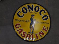 Porcelain Conoco Enamel Sign 30x30 Inches Double Sided