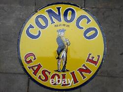 Porcelain Conoco Enamel Sign 30x30 Inches Double Sided
